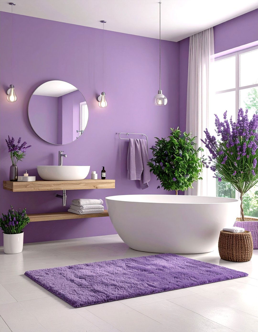 Lavender and White Spa Bathroom - 24 Pastel Colour Ideas for Your Home