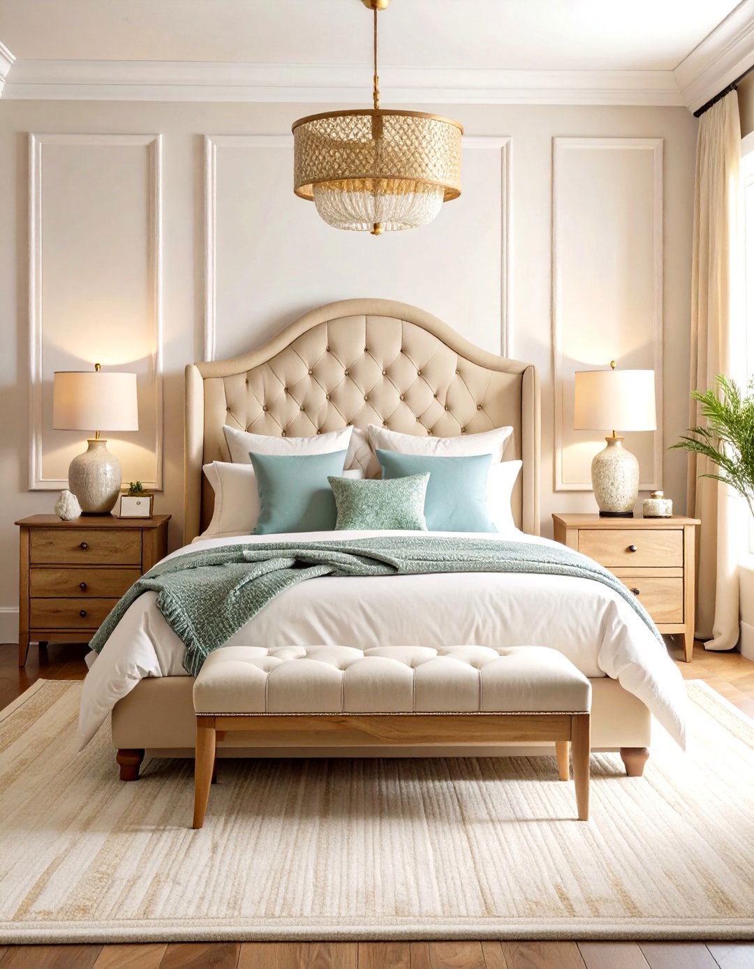 Layered Cream Textures with Boucle Accents - 24 White and Cream Bedroom Ideas