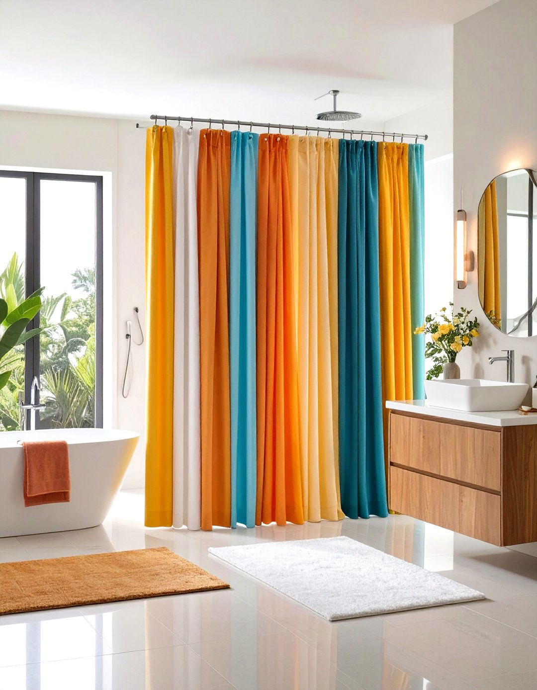 Layered Designer Shower Curtains - 24 Shower Curtain Ideas