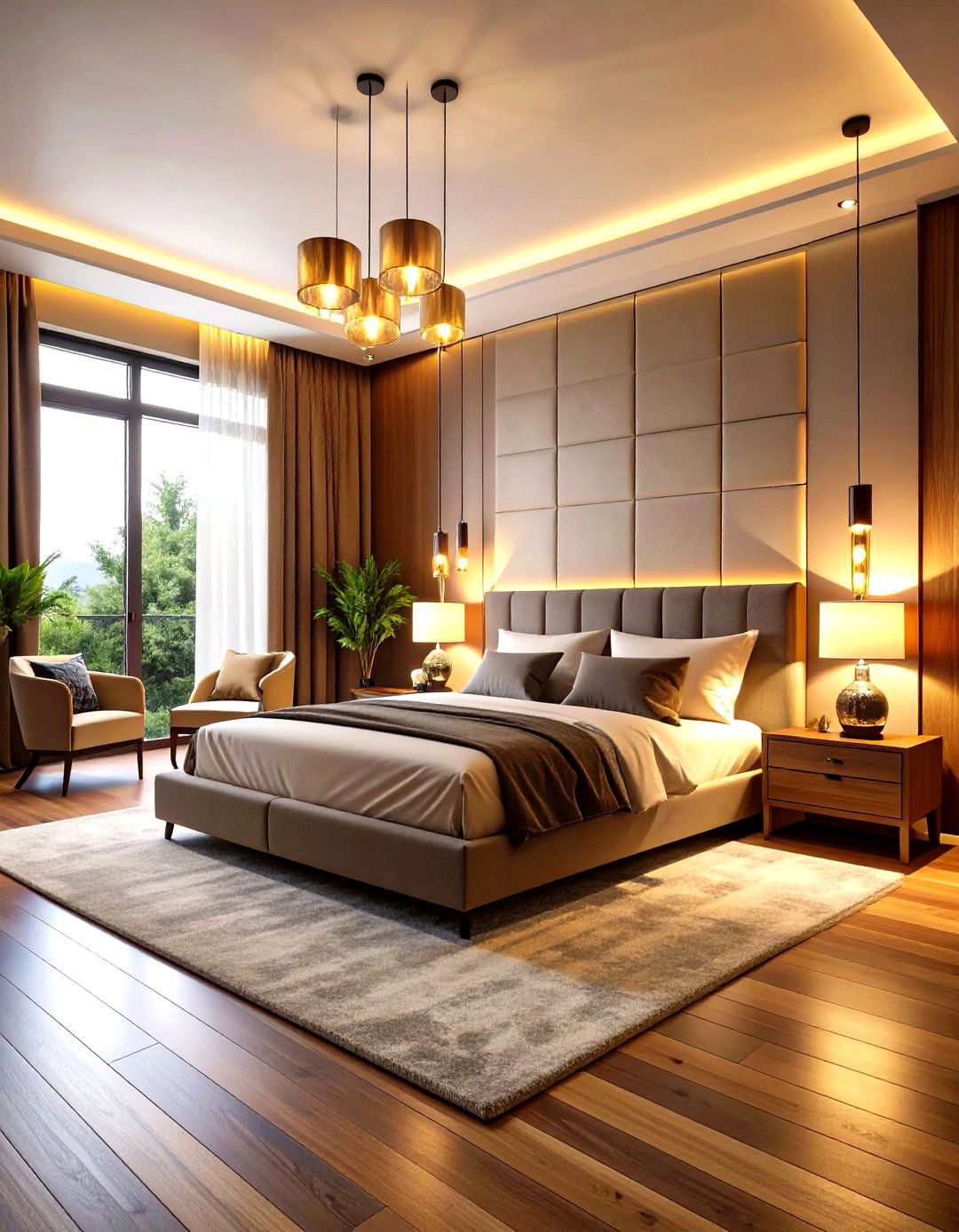 Layered Floor Lighting Systems - 24 Dark Boho Bedroom Ideas