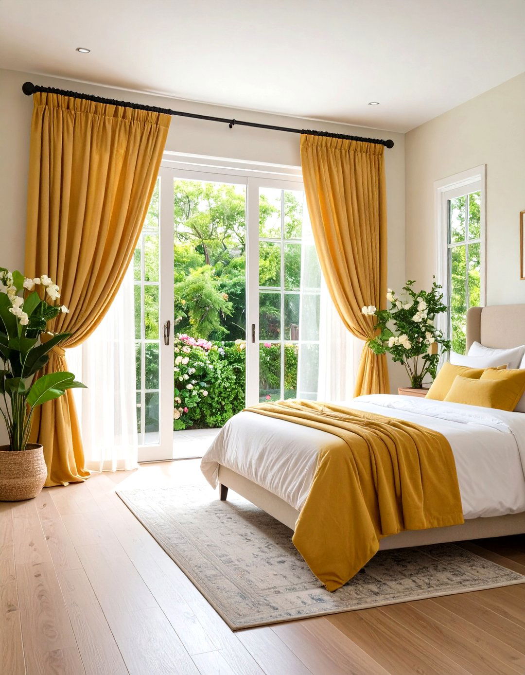 Layered French Door Curtains with Sheers and Panels - 24 French Door Curtain Ideas