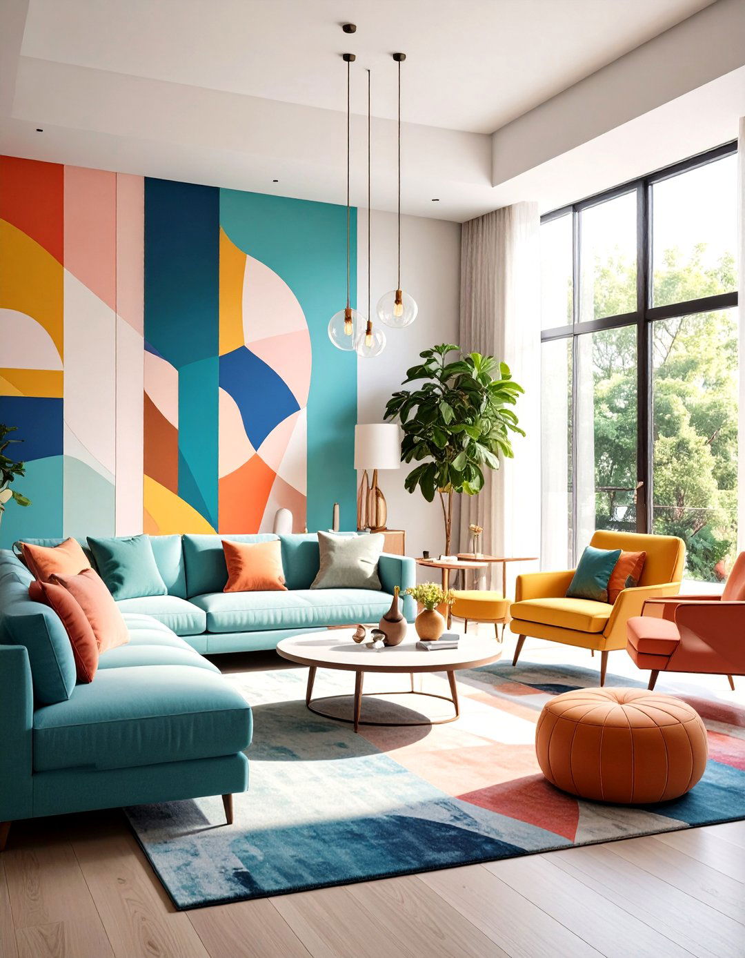 Layered Geometric Compositions - 24 Geometric Accent Wall Ideas