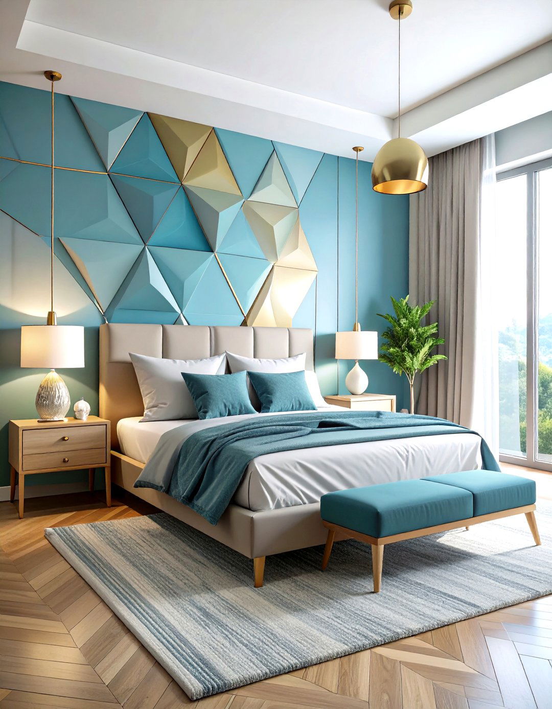 Layered Geometric Shapes - 24 Wall Painting Ideas of Any Room