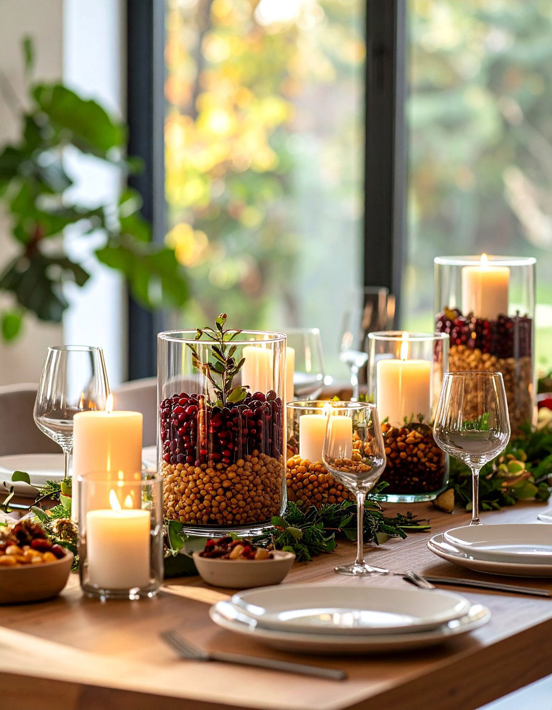 Layered Glass Vessels - 24 Thanksgiving Centerpiece Ideas
