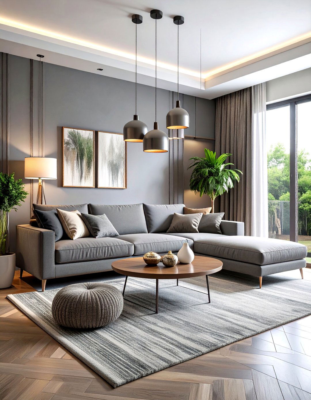 Layered Gray Tonal Living Room - 24 Gray Living Room Ideas