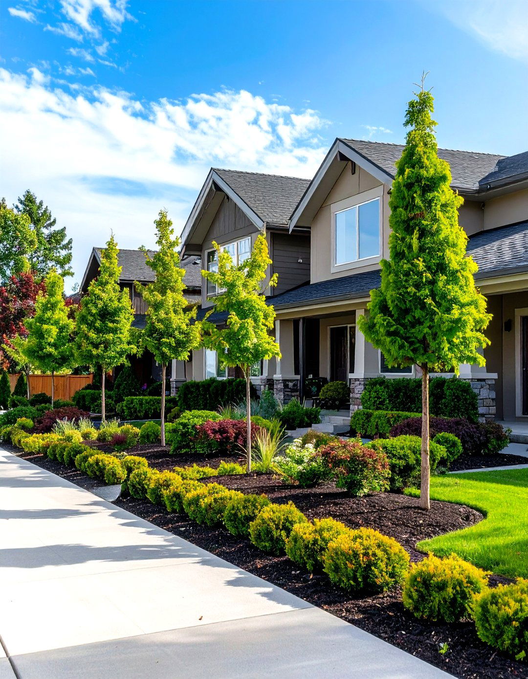 Layered Height Evergreen Composition - 24 Front Yard Evergreen Landscaping Ideas