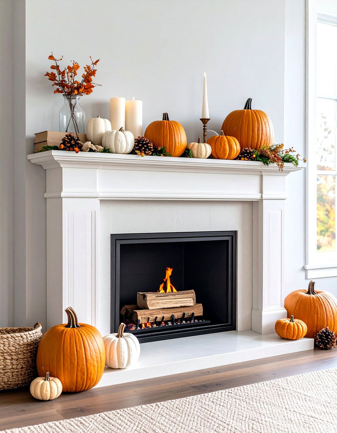 Layered Heights and Textural Depth Focus - 24 Fall Mantel Decor Ideas