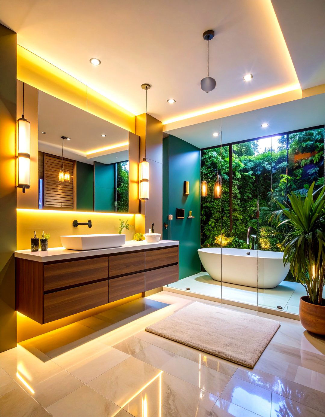 Layered Lighting Scheme with Multiple Fixture Types - 24 Small Bathroom Lighting Ideas