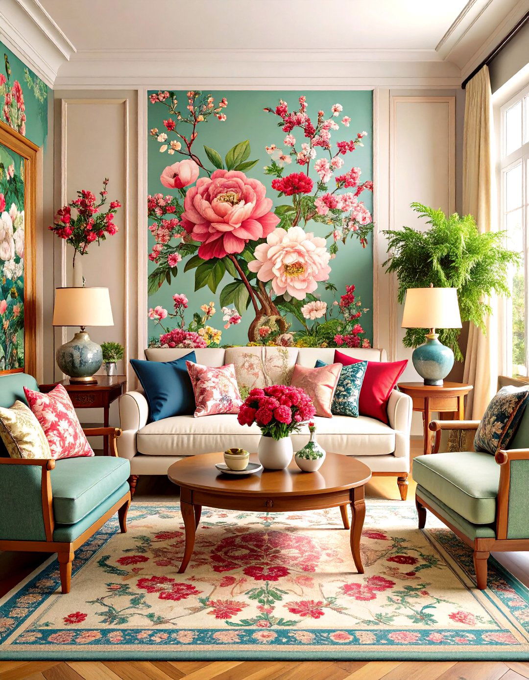 Layered Pattern Chinoiserie Living Room - 24 Chinoiserie Living Room Ideas
