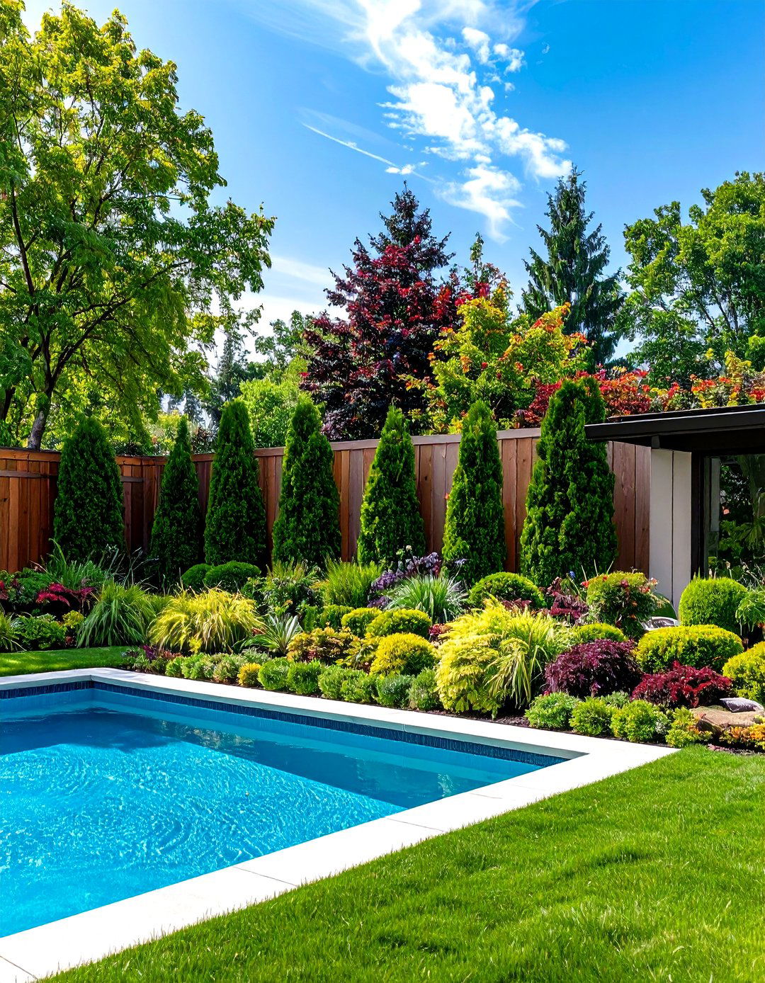 Layered Plant Privacy Screen - 24 Pool Privacy Ideas