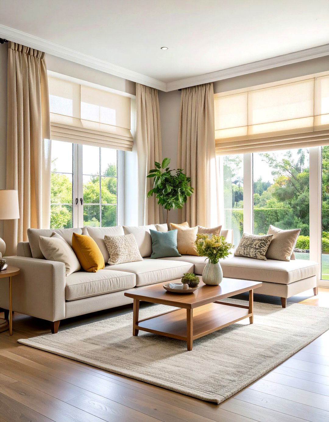Layered Roman Shades with Sheer Panels - 24 Window Treatments Ideas