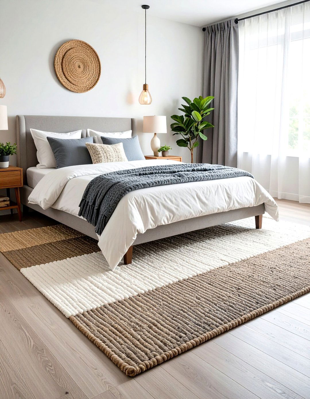 Layered Rug Grey White Floor Treatments - 24 Grey and White Bedroom Ideas