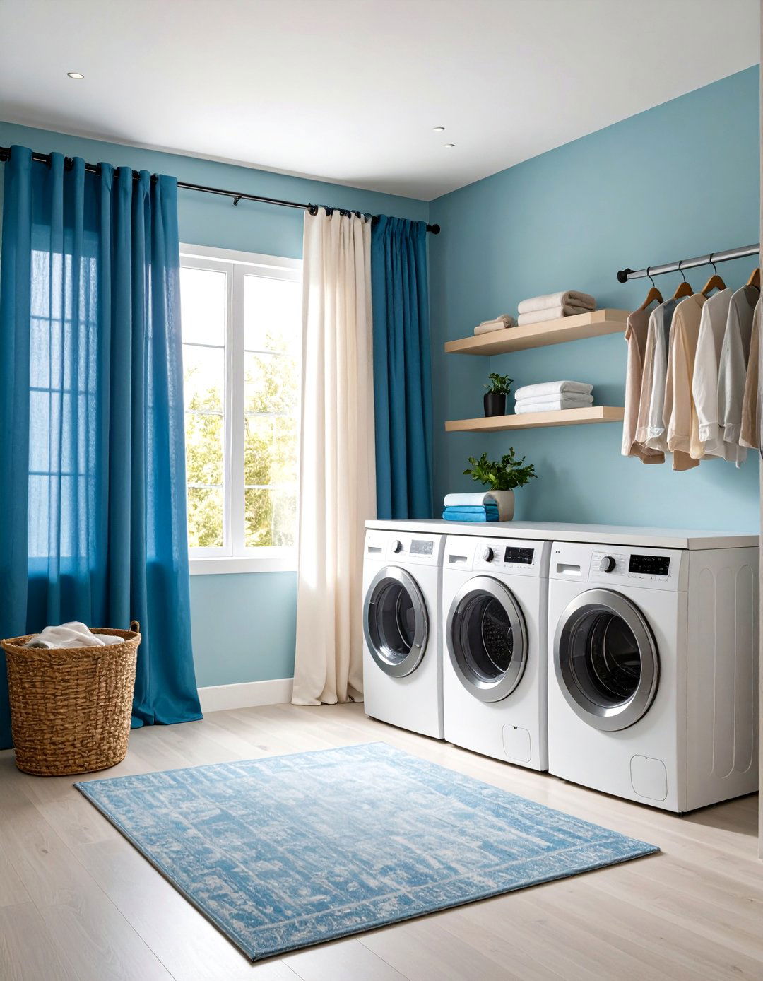 Layered Sheer and Solid Curtain Combination - 24 Laundry Room Curtain Ideas