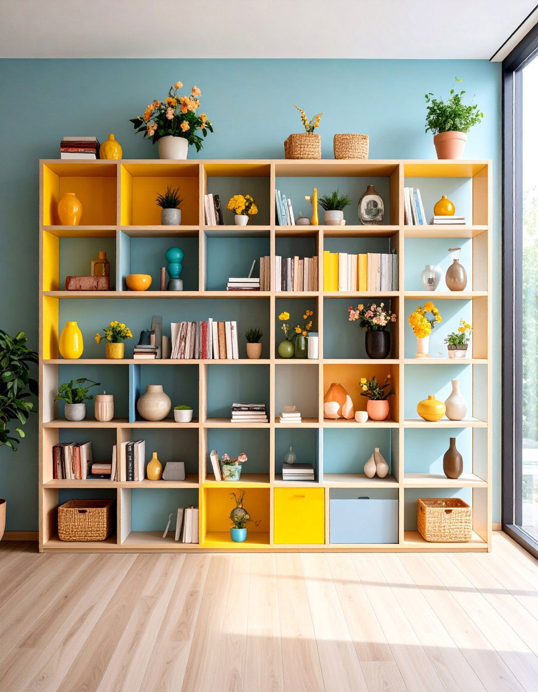Layered Shelving Display Systems - 24 Asymmetrical Balance Interior Design Ideas