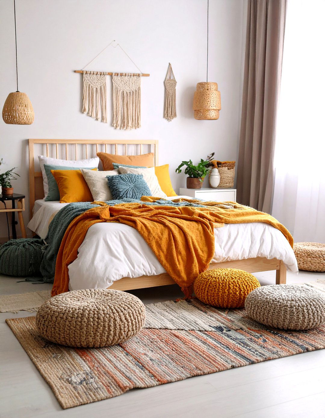 Layered Textile Haven - 24 Small Boho Bedroom Ideas