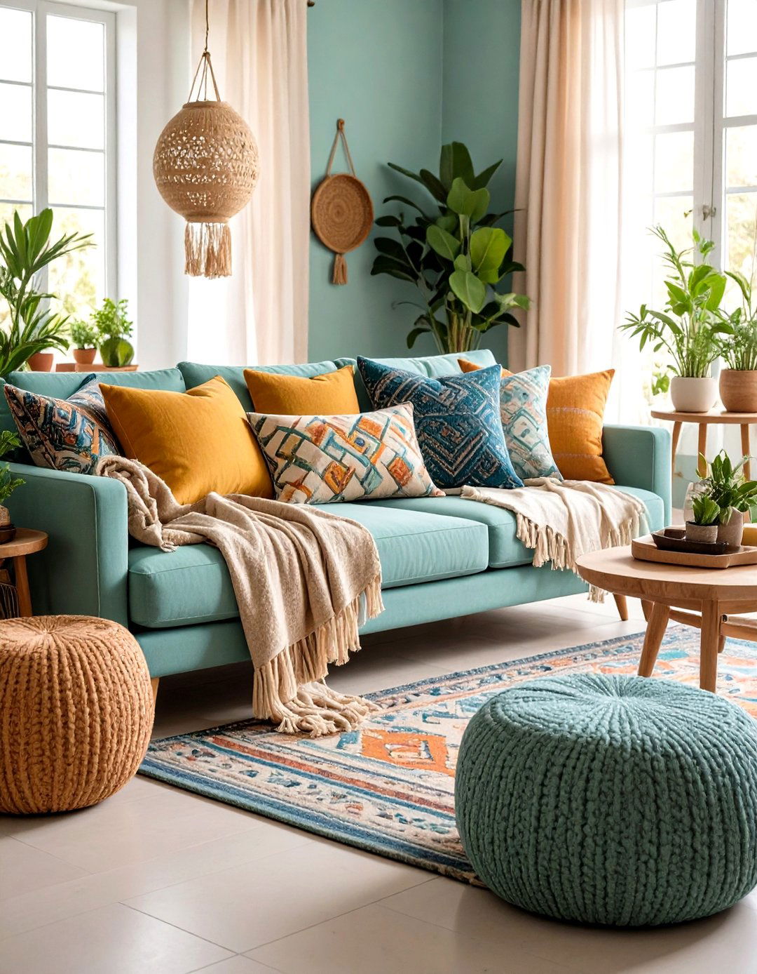 Layered Textile and Pattern Design - 24 Mediterranean Living Room Ideas