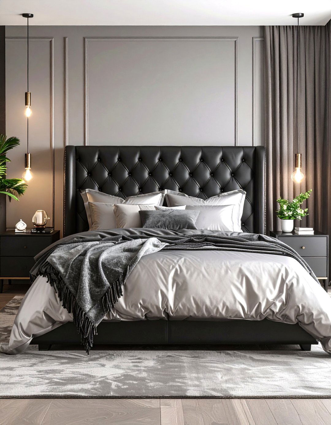 Layered Texture Bedroom - 24 Black and Silver Bedroom Ideas