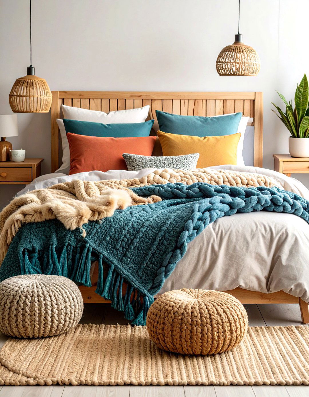 Layered Texture Cozy Bedroom - 24 Fall Bedroom Decor Ideas