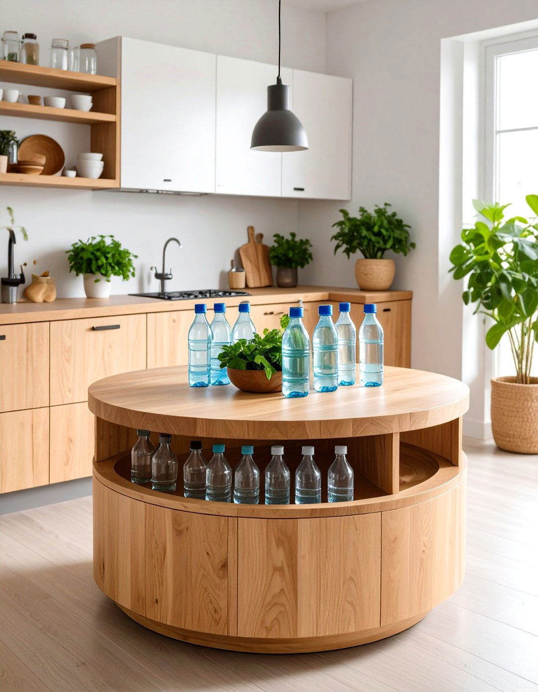 Lazy Susan Rotating Storage - 24 Water Bottle Storage Ideas