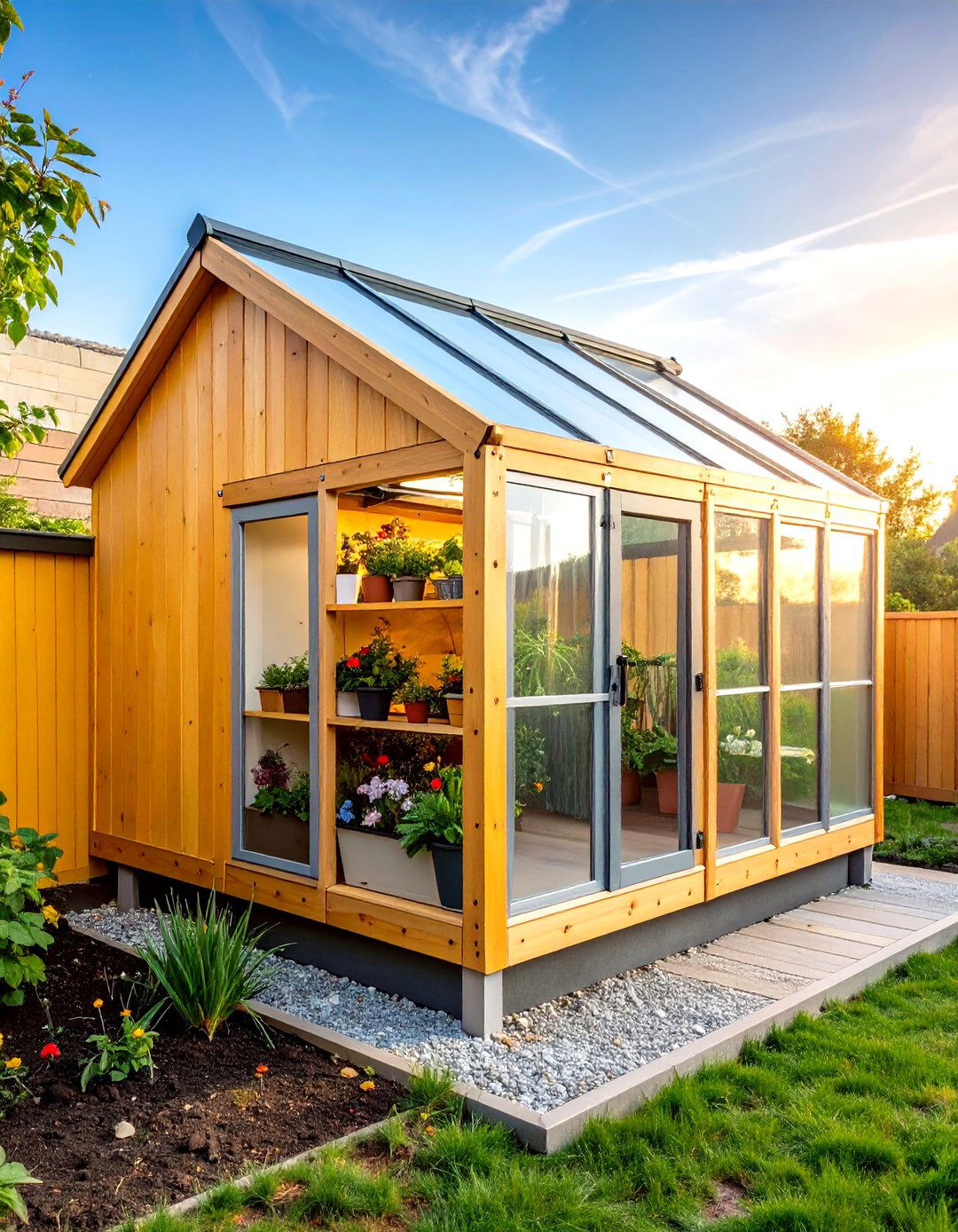 Lean To Corner Greenhouse with Shared Wall Benefits - 24 Corner Greenhouse Ideas