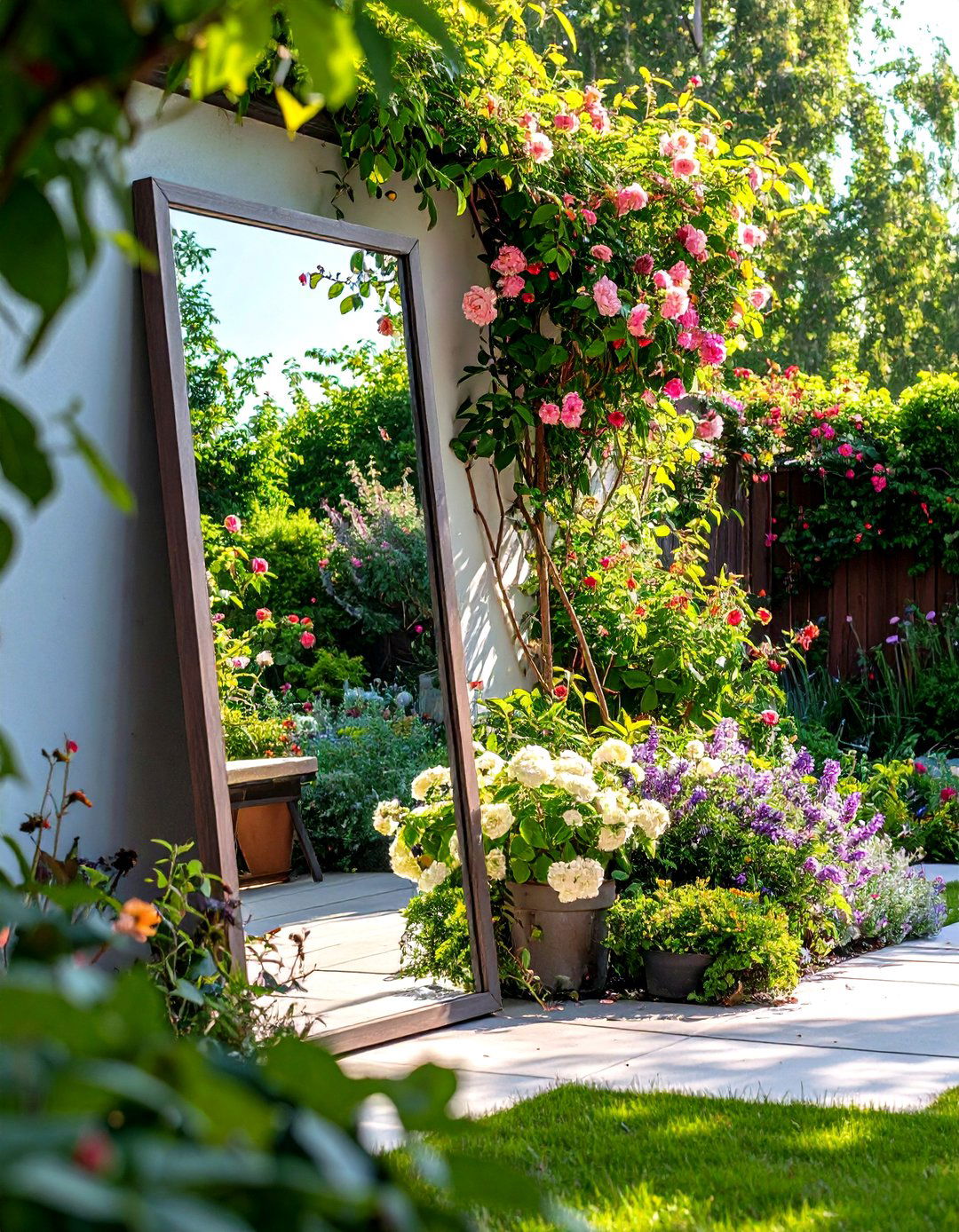 Leaning Garden Mirrors - 24 Garden Mirror Ideas