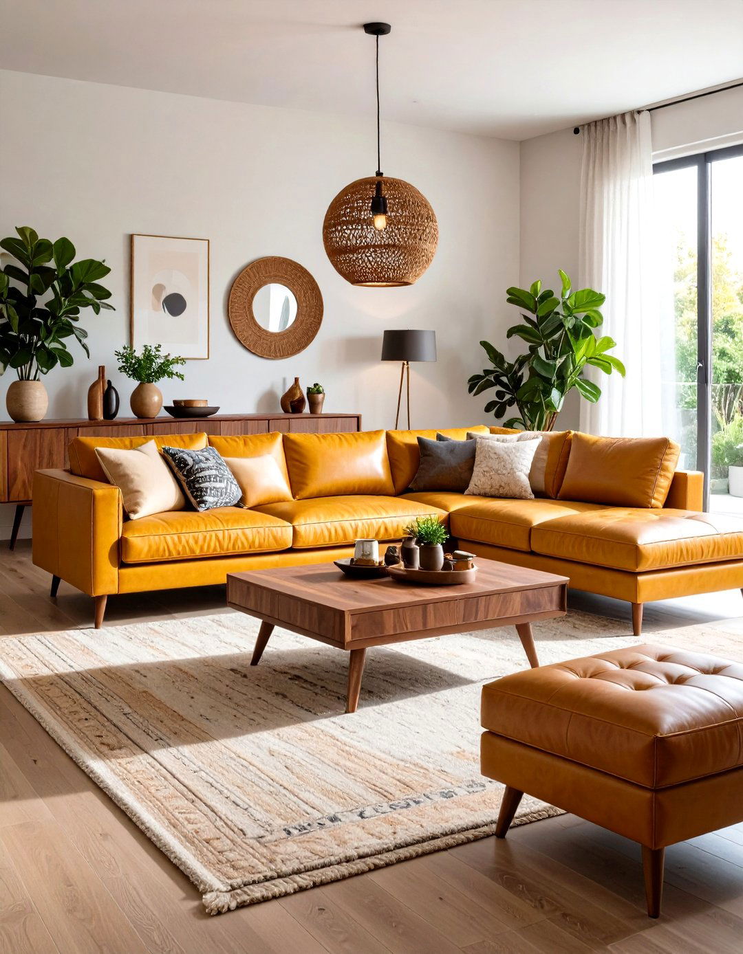 Leather Accent Living Space - 24 Bohemian Desert Decor Ideas