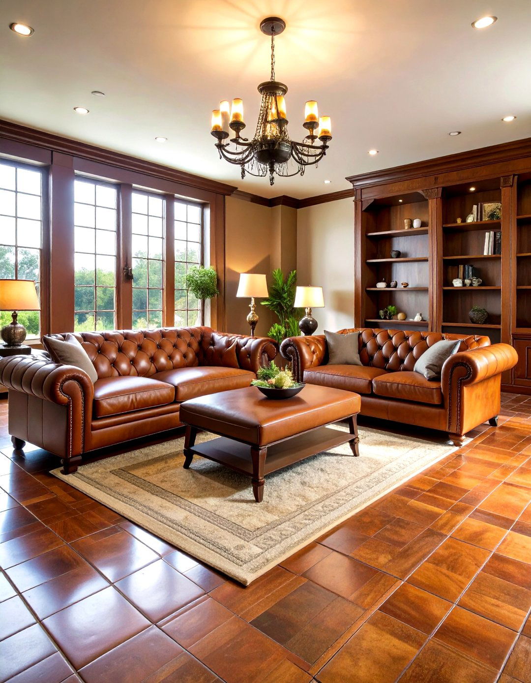 Leather Tile Flooring - 24 Man Cave Flooring Ideas