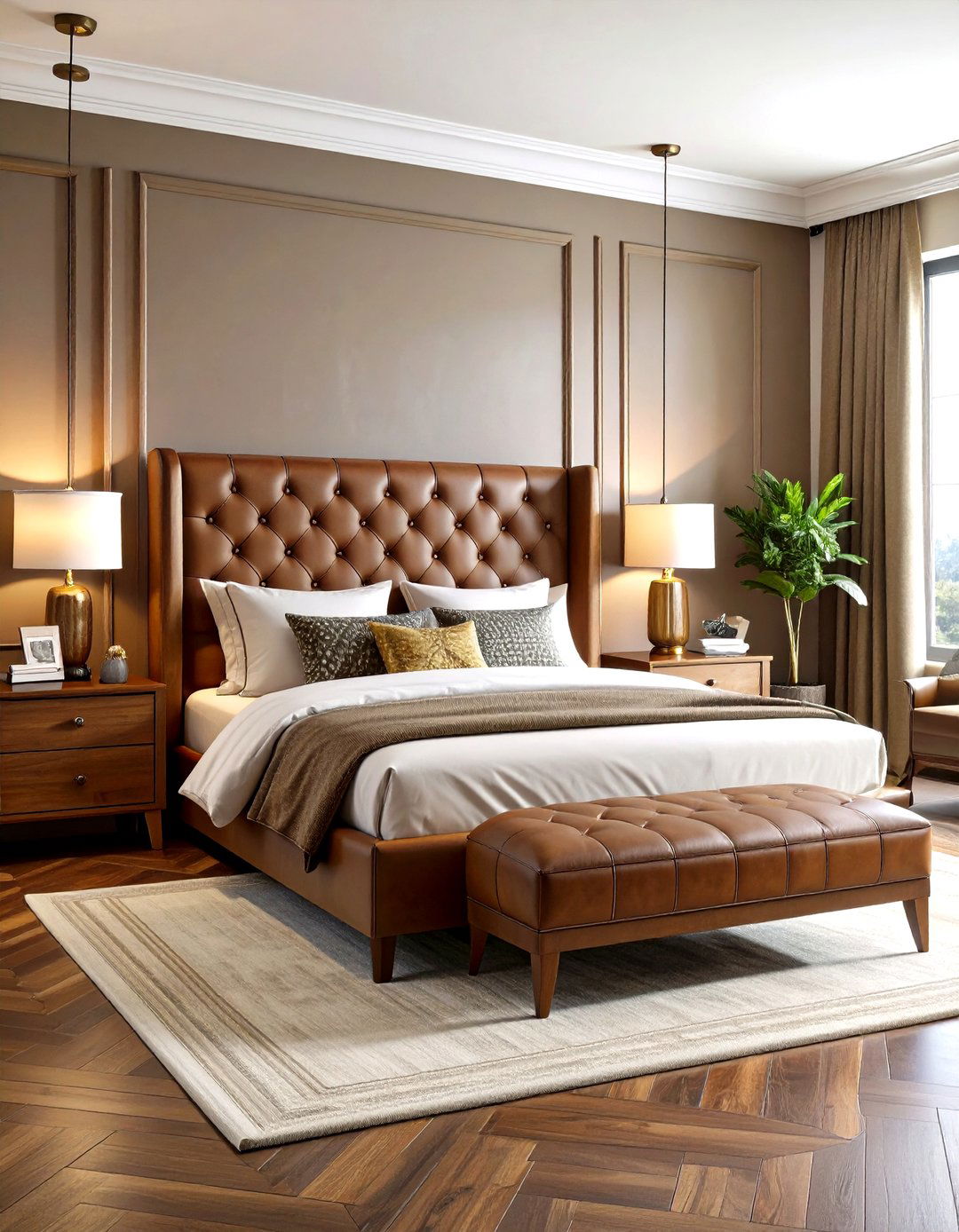 Leather and Wood Masculine Design - 24 Men's Bedroom Ideas