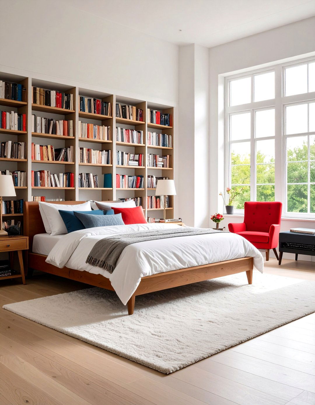 Library Reading Bedroom Retreat - 24 Red and Black Bedroom Ideas