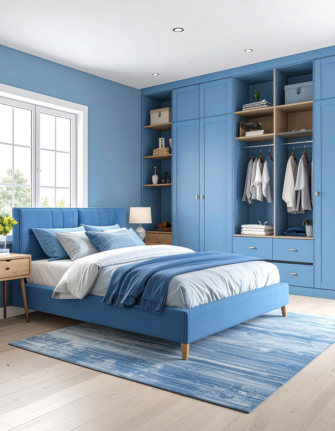 Light Blue Bedroom with Built in Storage Solutions - 24 Light Blue Bedroom Ideas