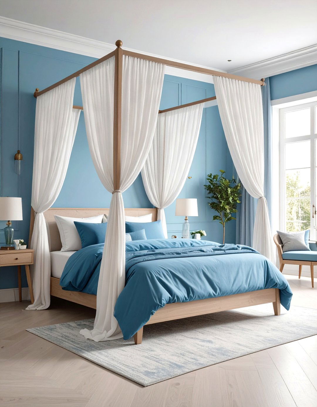 Light Blue Bedroom with Canopy Bed Features - 24 Light Blue Bedroom Ideas