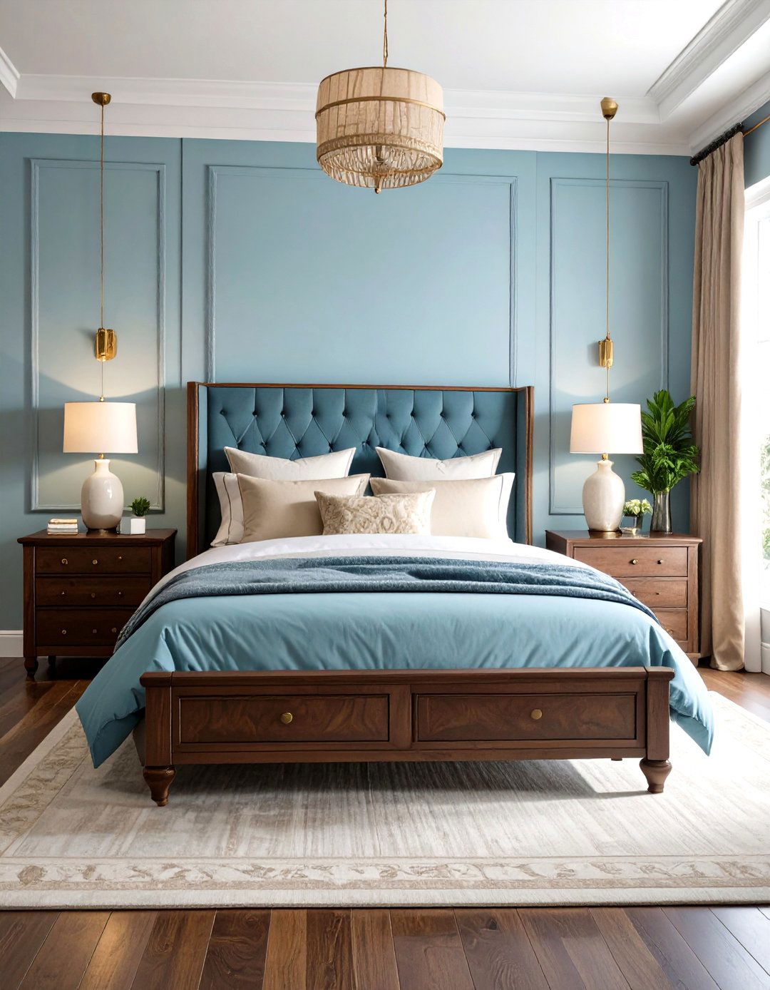 Light Blue Bedroom with Dark Wood Furniture - 24 Light Blue Bedroom Ideas