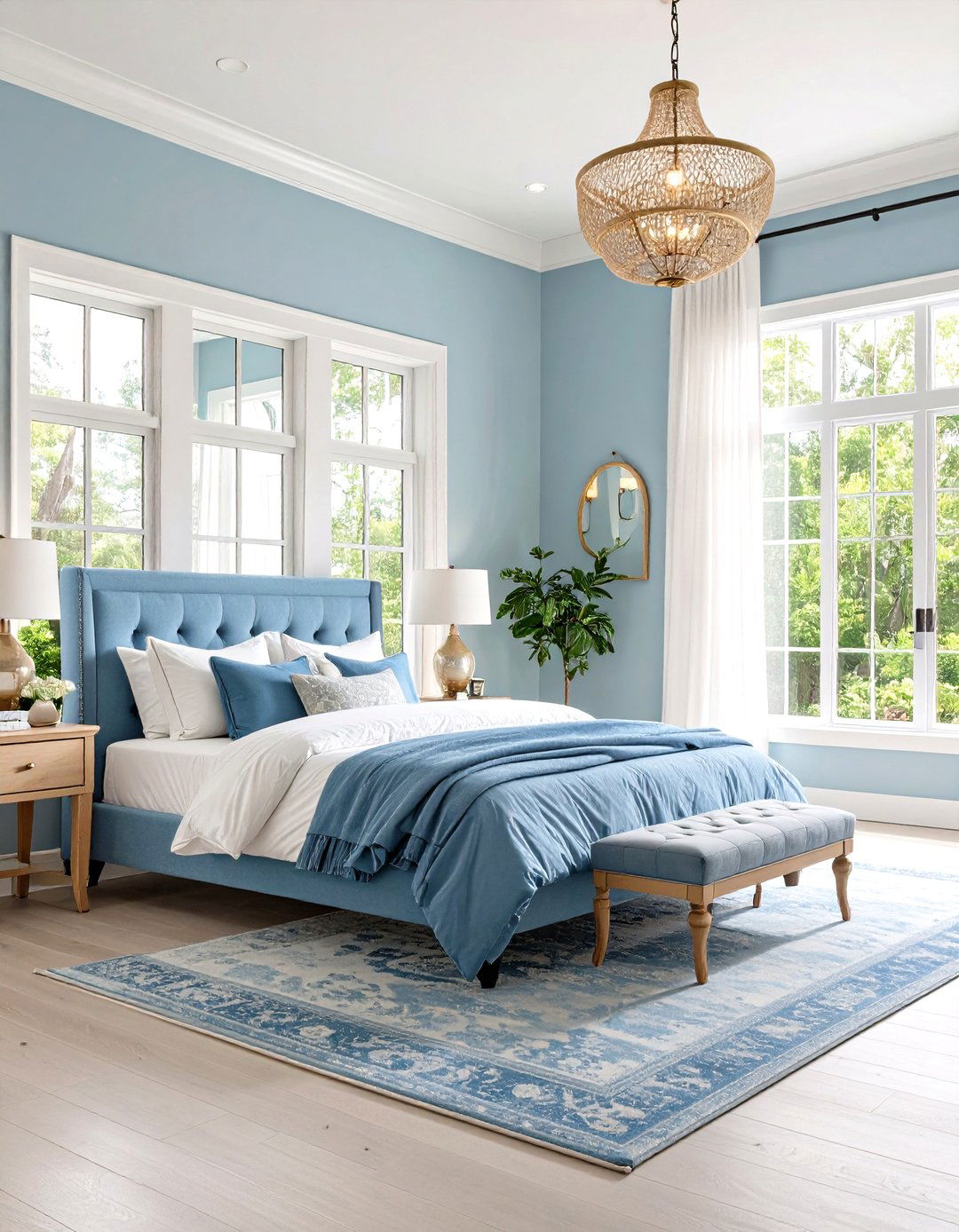 Light Blue Bedroom with Natural Lighting Focus - 24 Light Blue Bedroom Ideas