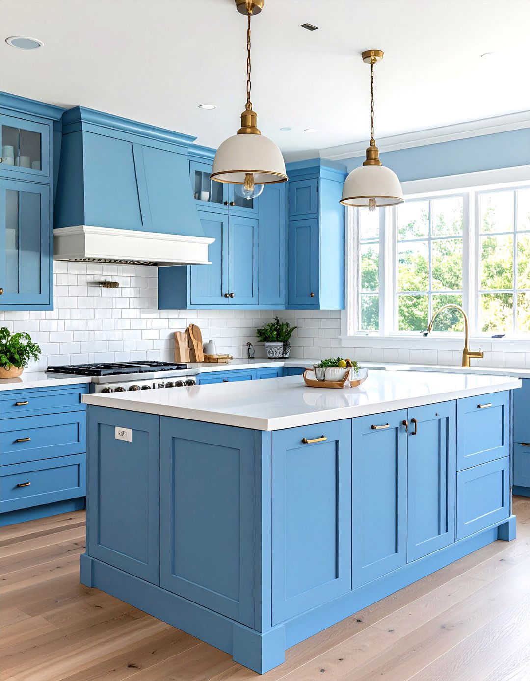 Light Blue Kitchen with White Trim - 24 Kitchen Color Ideas