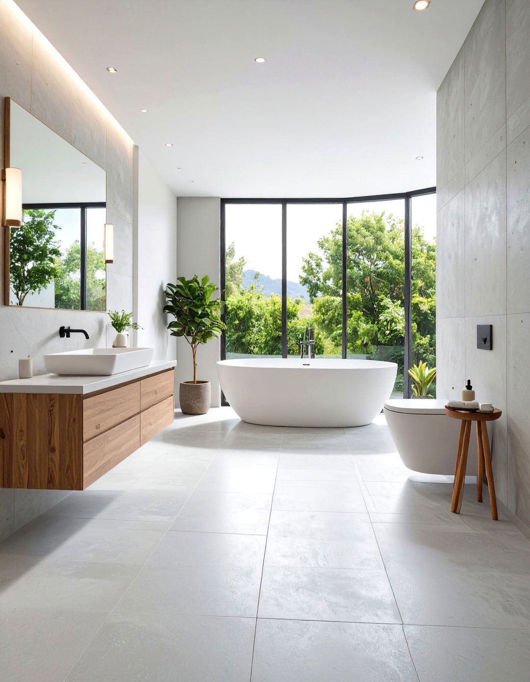 Light Gray Concrete Look Bathroom Floors - 24 Gray Floor Bathroom Ideas