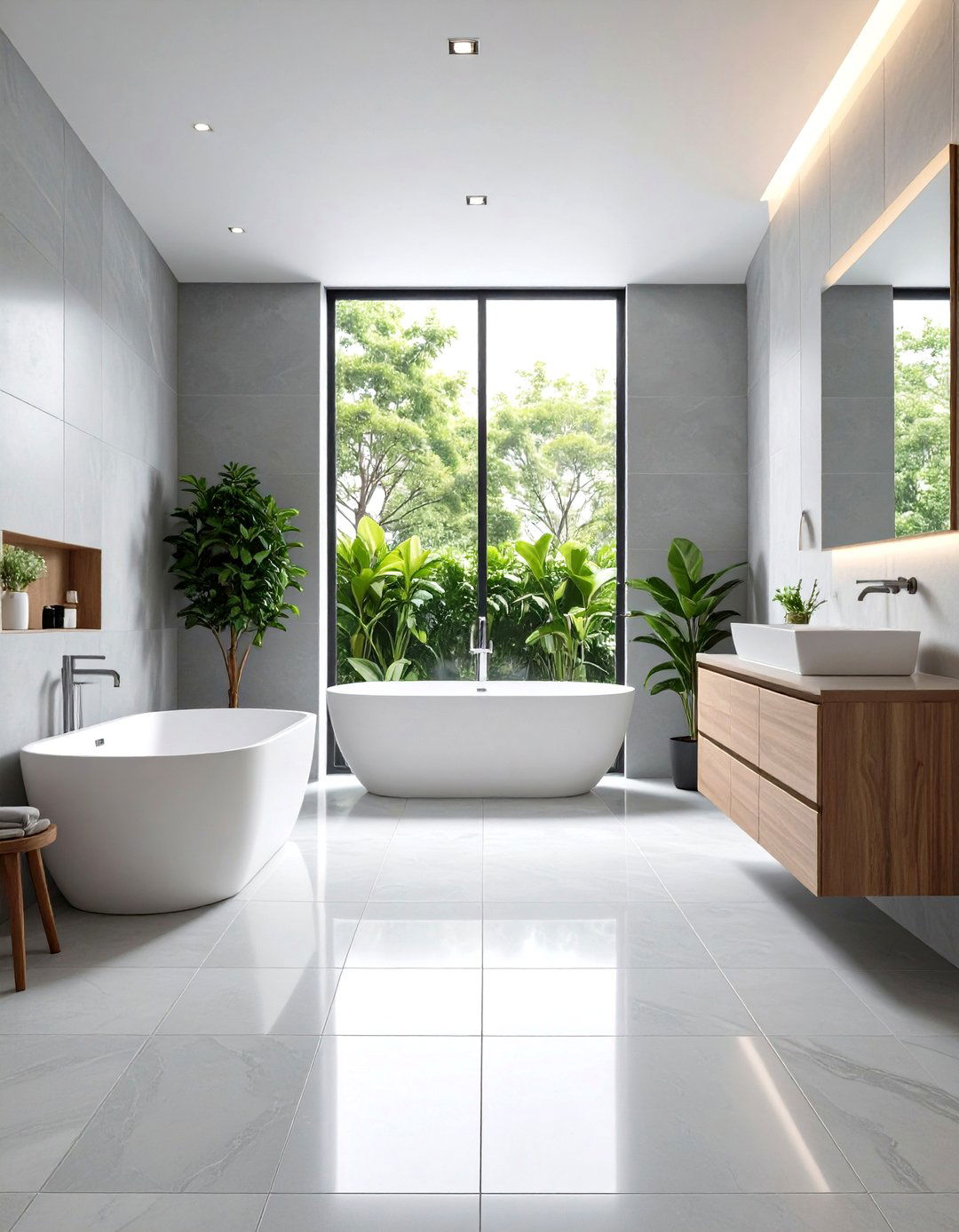 Light Gray Large Format - 24 Small Bathroom Flooring Ideas