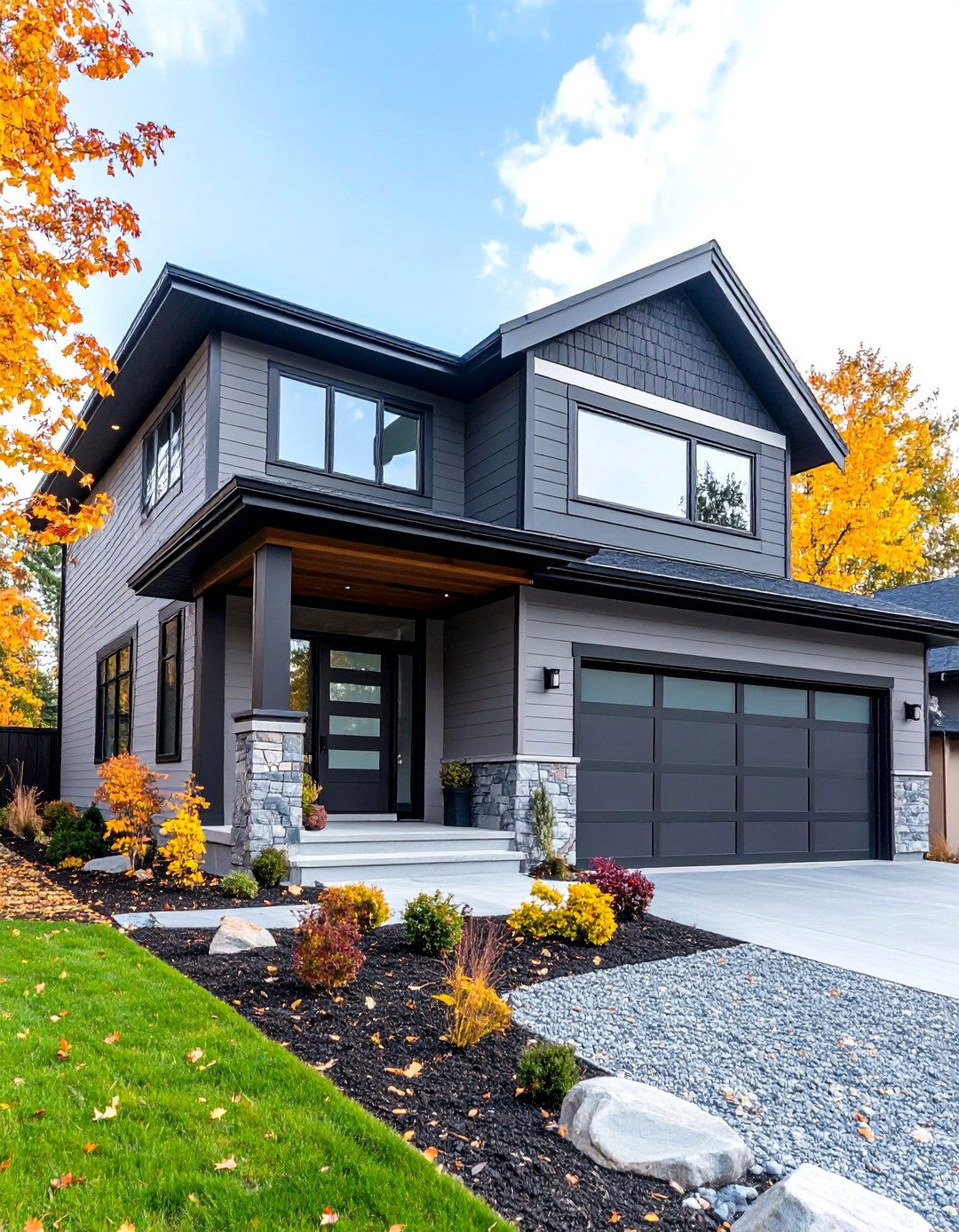 Light Gray and Darker Gray Accent Sophistication - 24 Two-tone Siding Designs