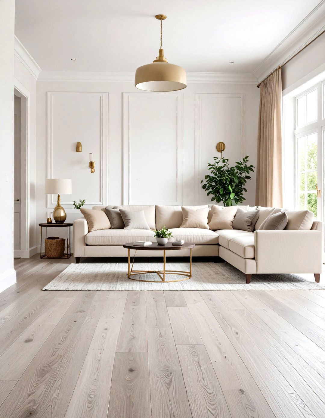 Light Grey Wood Plank Farmhouse Style - 24 grey flooring living room ideas
