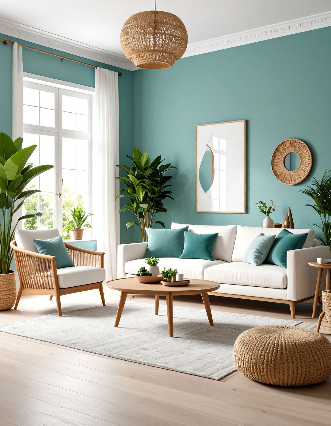 Light Teal Airy Design - 24 Teal Living Room Ideas