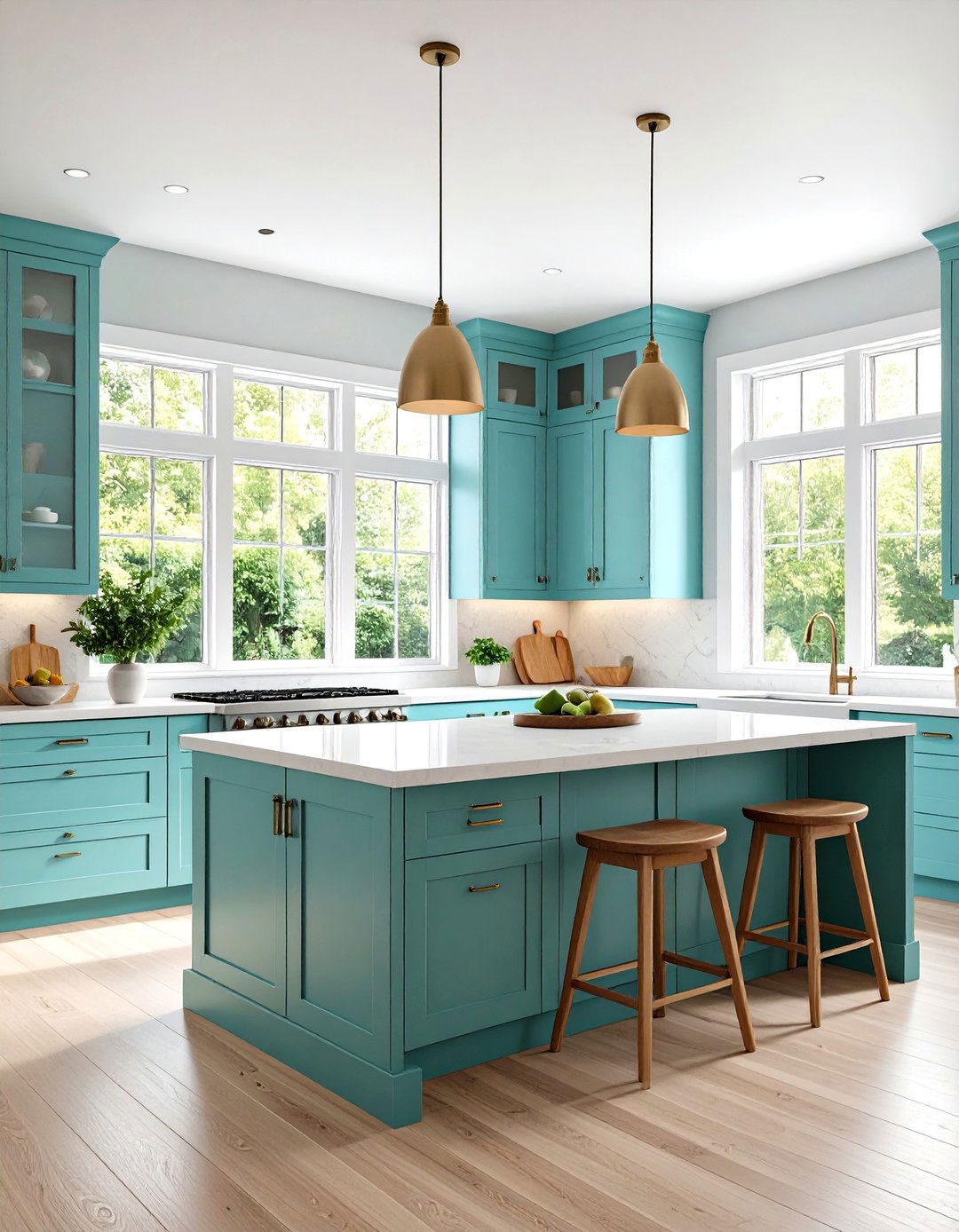 Light Teal Kitchen with Airy Design - 24 Teal Kitchen Ideas