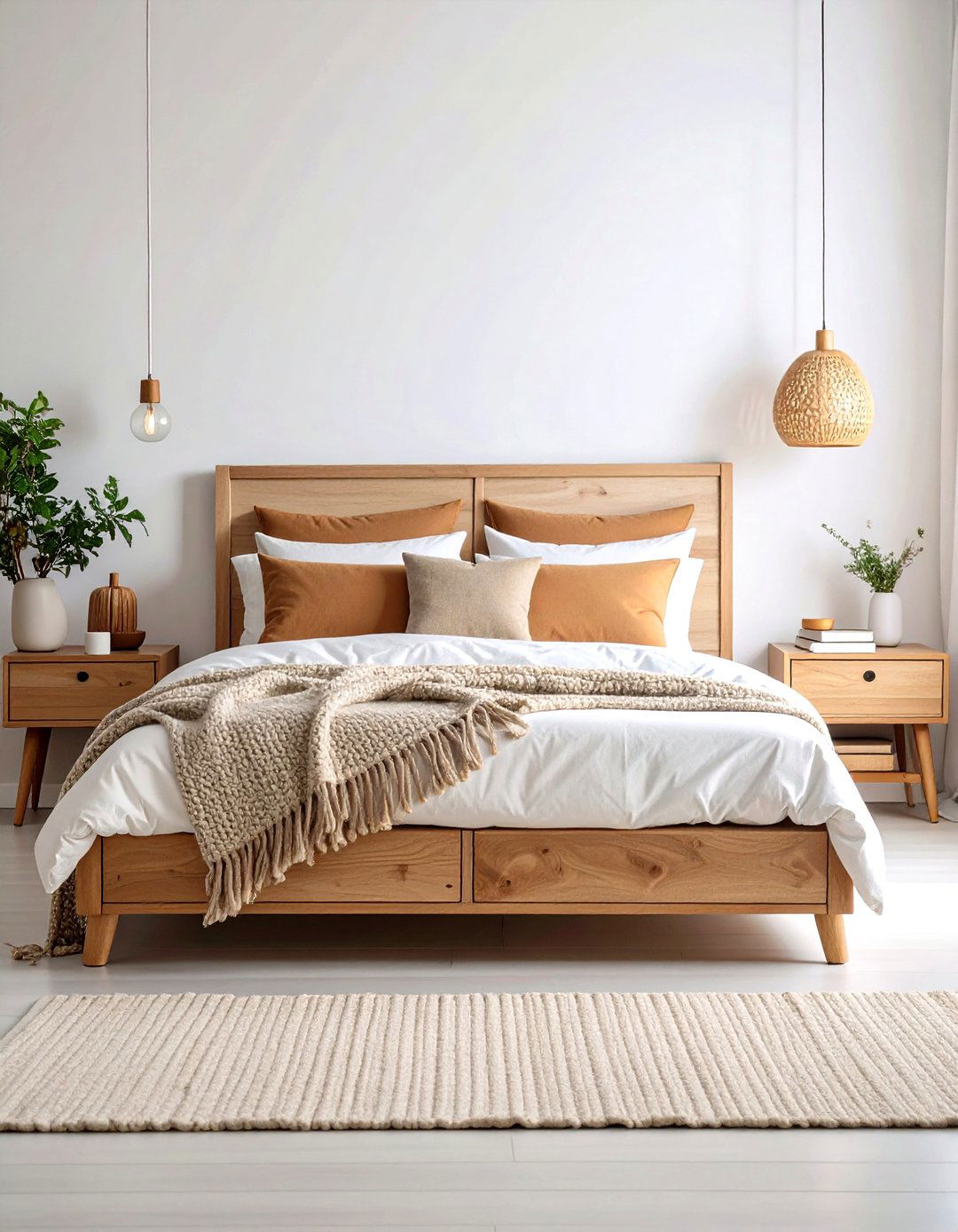 Light Wood Platform Bed Design - 24 Scandinavian Bedroom Ideas