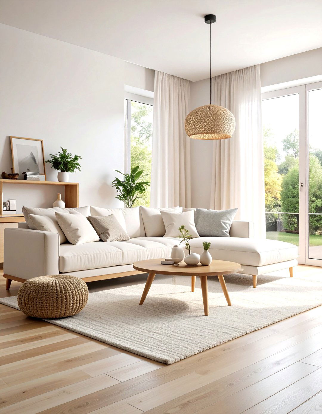 Light Wood and White Minimalist Scandinavian Living Room - 24 Scandinavian Living Room Ideas