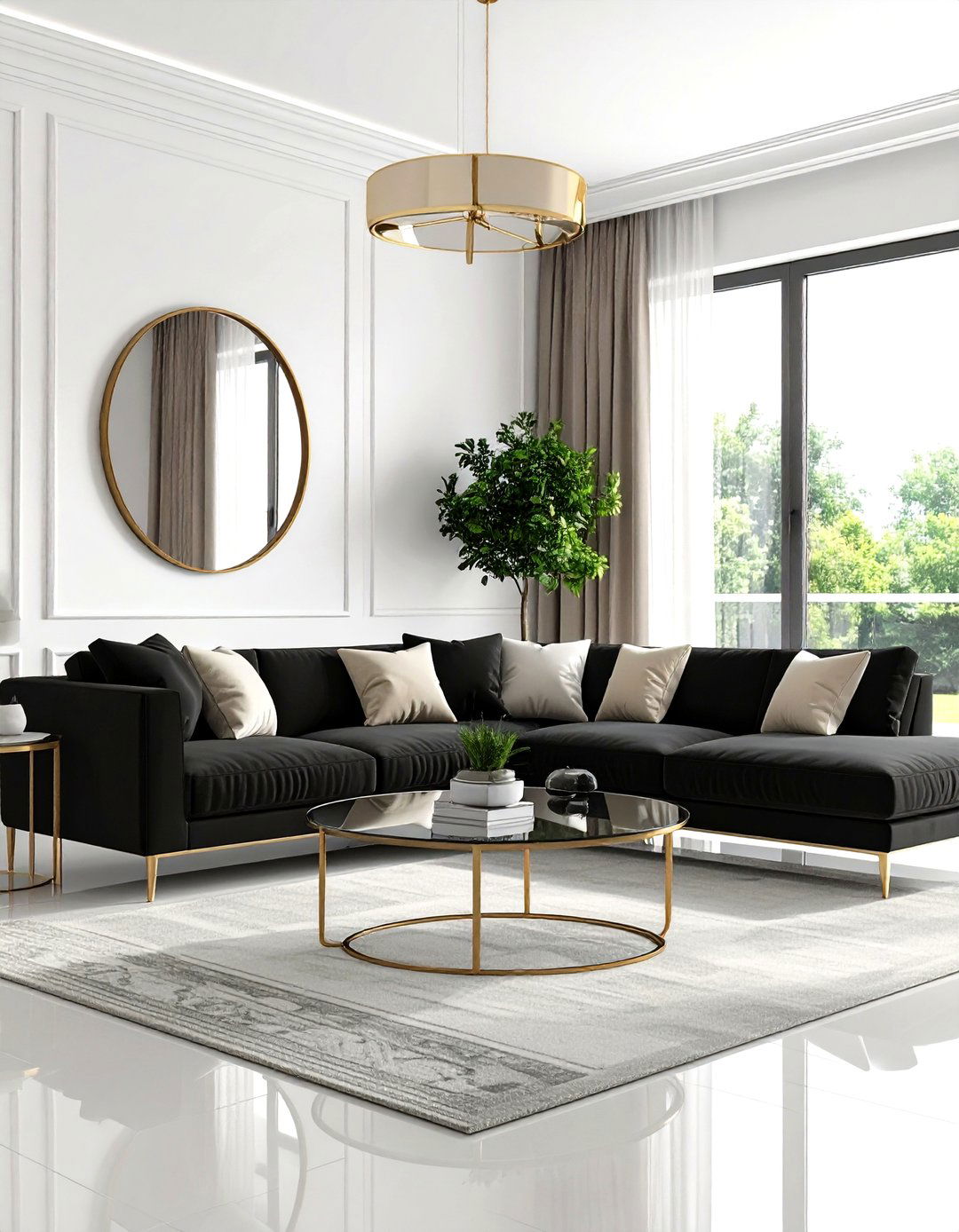 Light and Airy Brightness - 24 Living Room Ideas With Black Couches