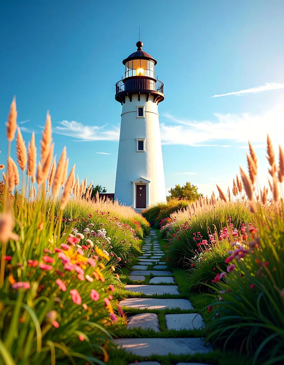 Lighthouse Inspired Garden with Beacon Features - 24 Coastal Garden Ideas