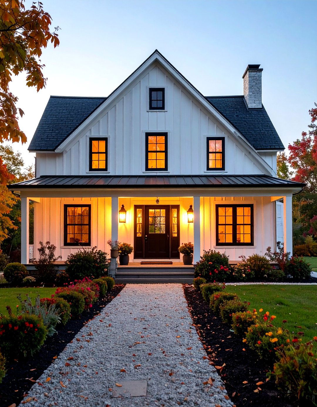 Lighting Fixture Coordination - 24 White Farmhouse With Black Windows Ideas