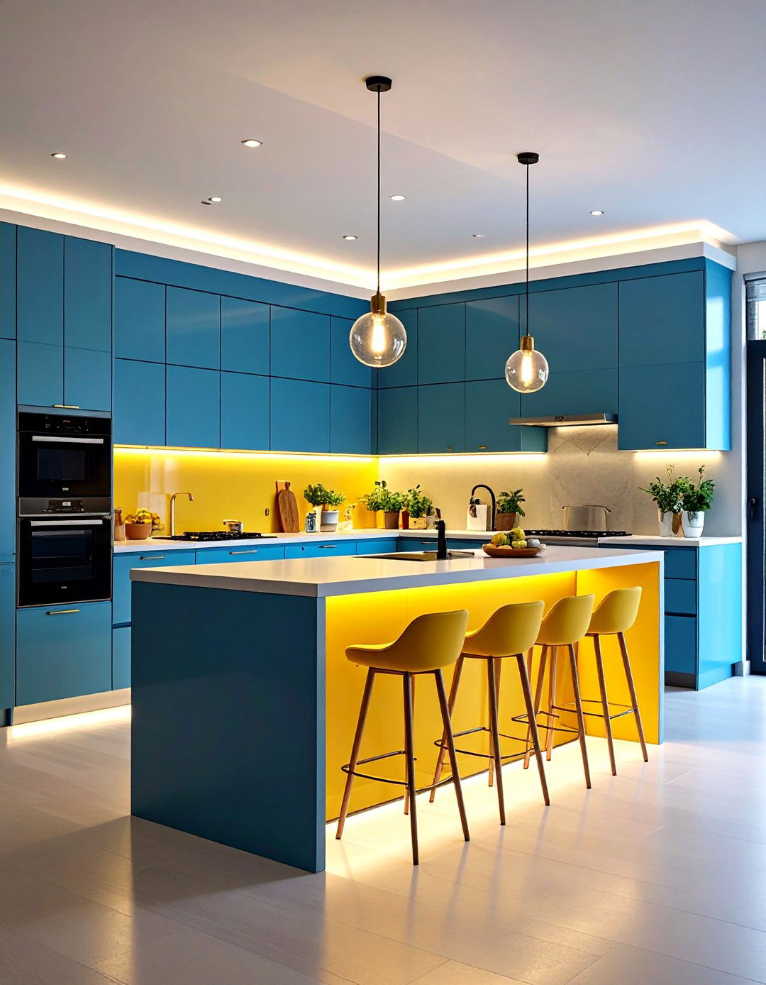 Lighting Focused Split Level Kitchen Design - 24 Split Level Kitchen Design Ideas