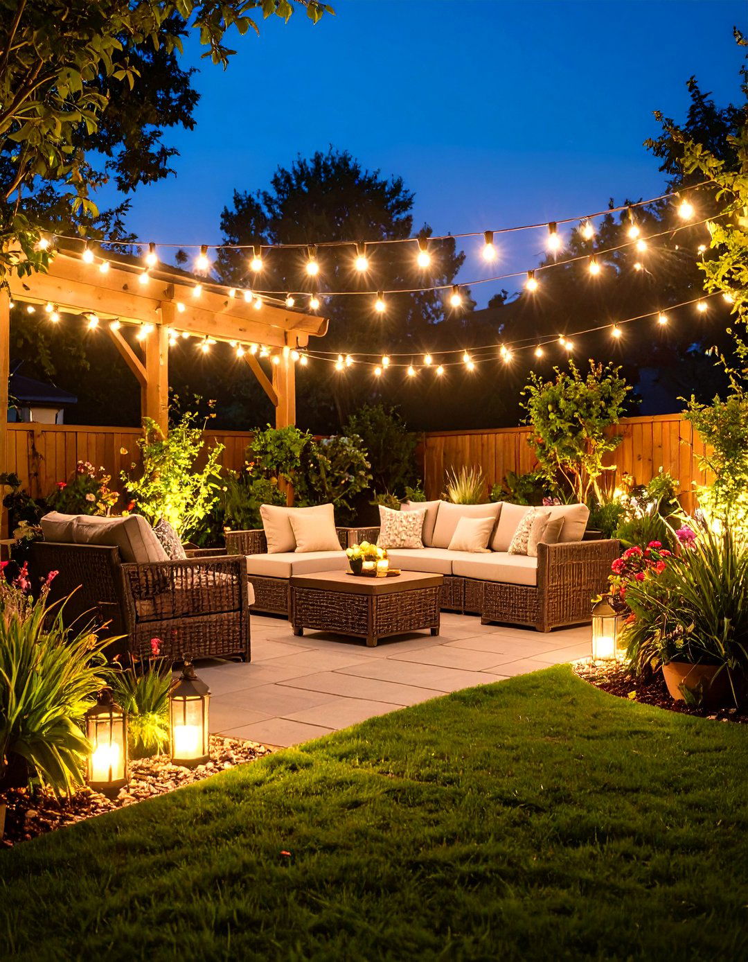 Lighting Showcase Patio for Evening Appeal - 24 Front Yard Patio Ideas