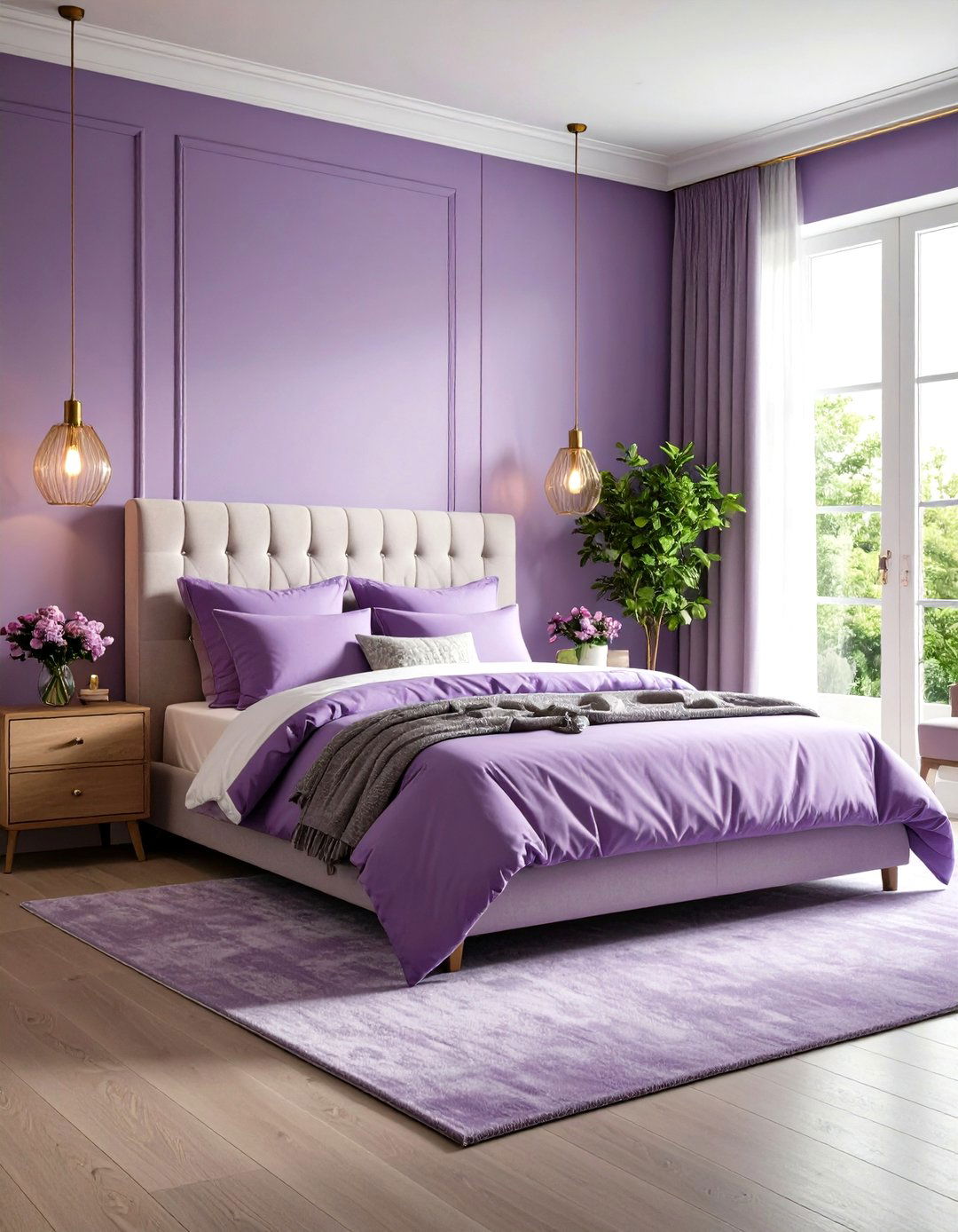 Lilac Transitional Bedroom Comfort - 24 Lilac Bedroom Ideas
