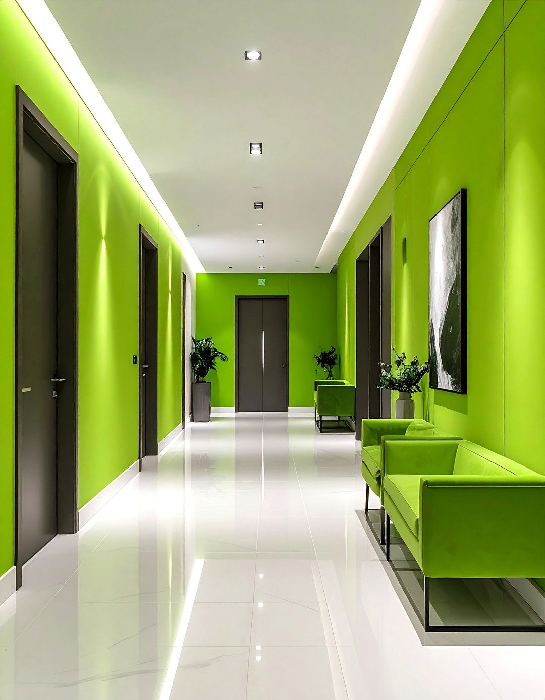 Lime Green Contemporary Hallway - 24 Green Hallway Ideas
