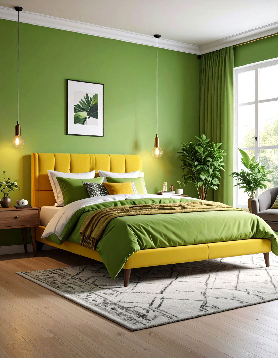 Lime Green Eclectic Bedroom - 24 Light Green Bedroom Ideas